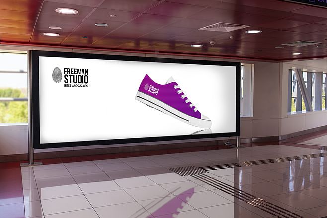 戶外燈箱展示效果圖建筑外墻廣告地鐵站臺海報PS樣機智能貼圖素材